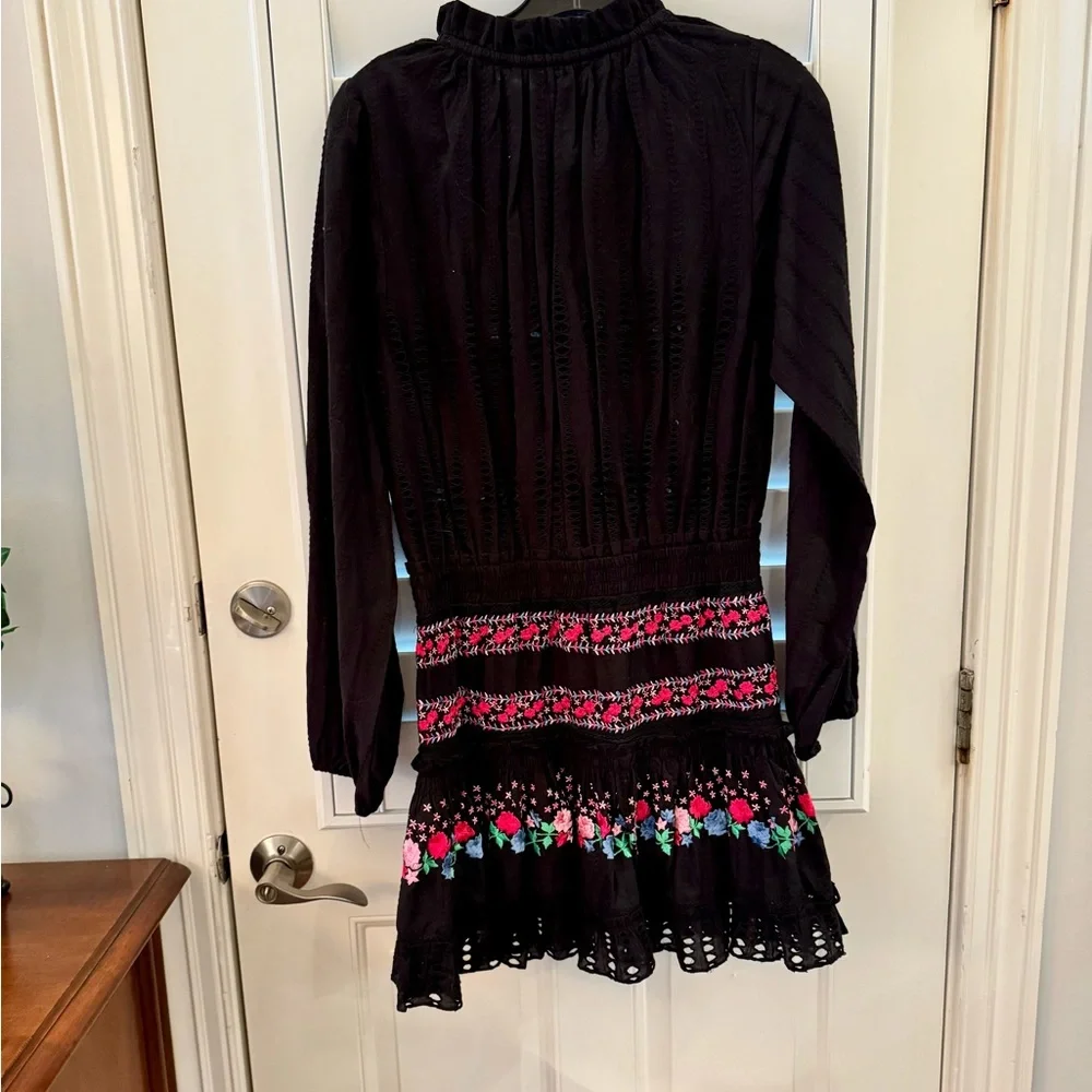 Misa Los Angeles Black Dress with Pink and Red Embroidery - Picture 4 of 4